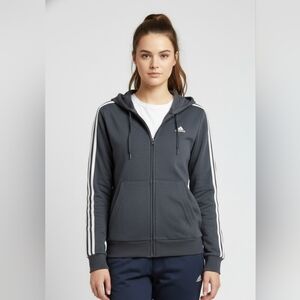 Adidas Women's Essentials 3 Stripe Full Zip Hoodie 2XL